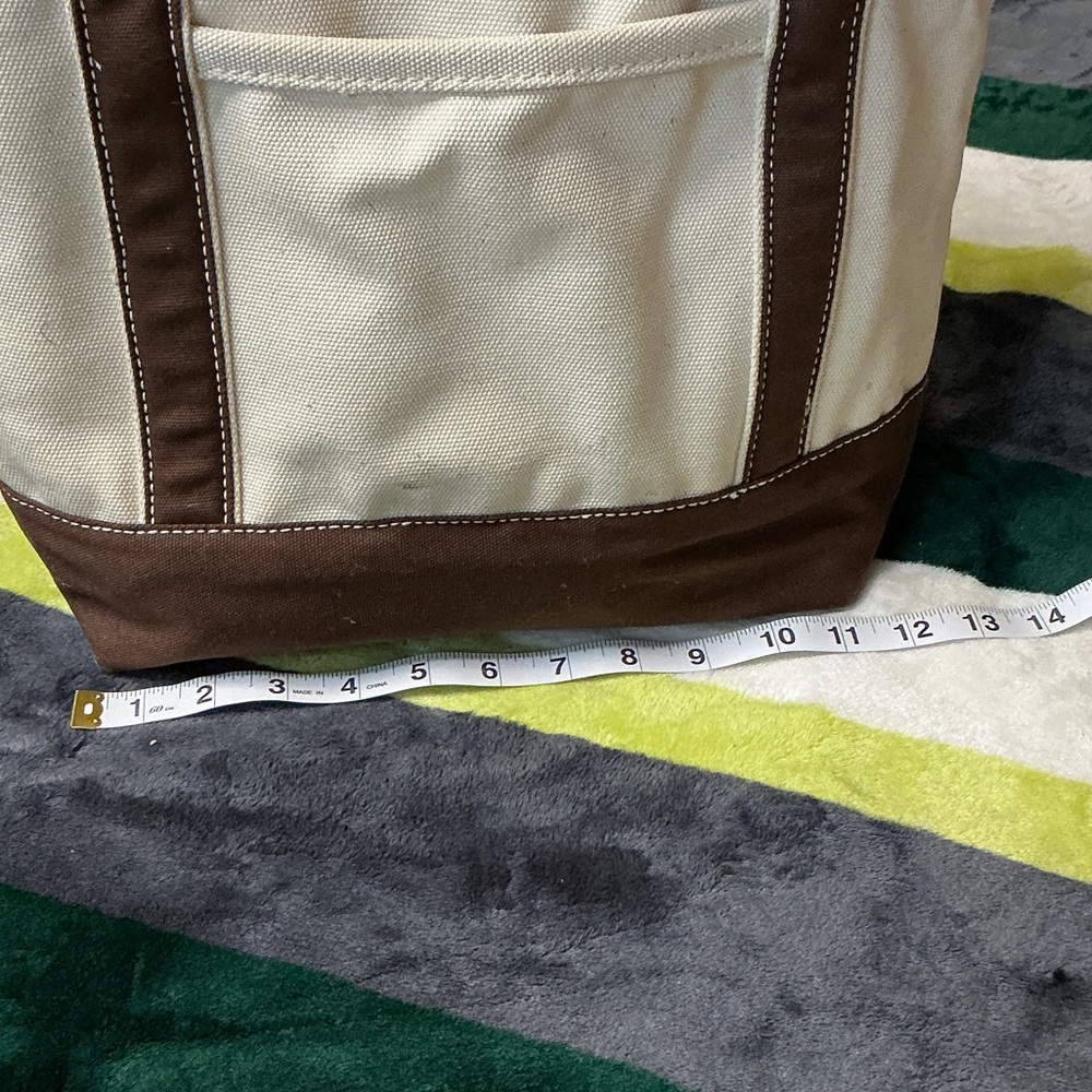 Lands' End Cream and Brown Canvas Duffel Tote - Picture 3 of 13